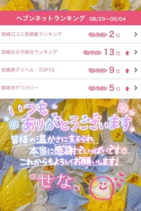 宮崎ちゃんこ都城店 都城市デリヘル せな 写メ日記「ランキング」