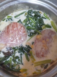 雑なハンバーグほうれん草シチュー